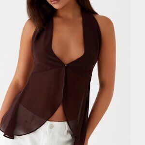 At Last Halterneck Top - Brown